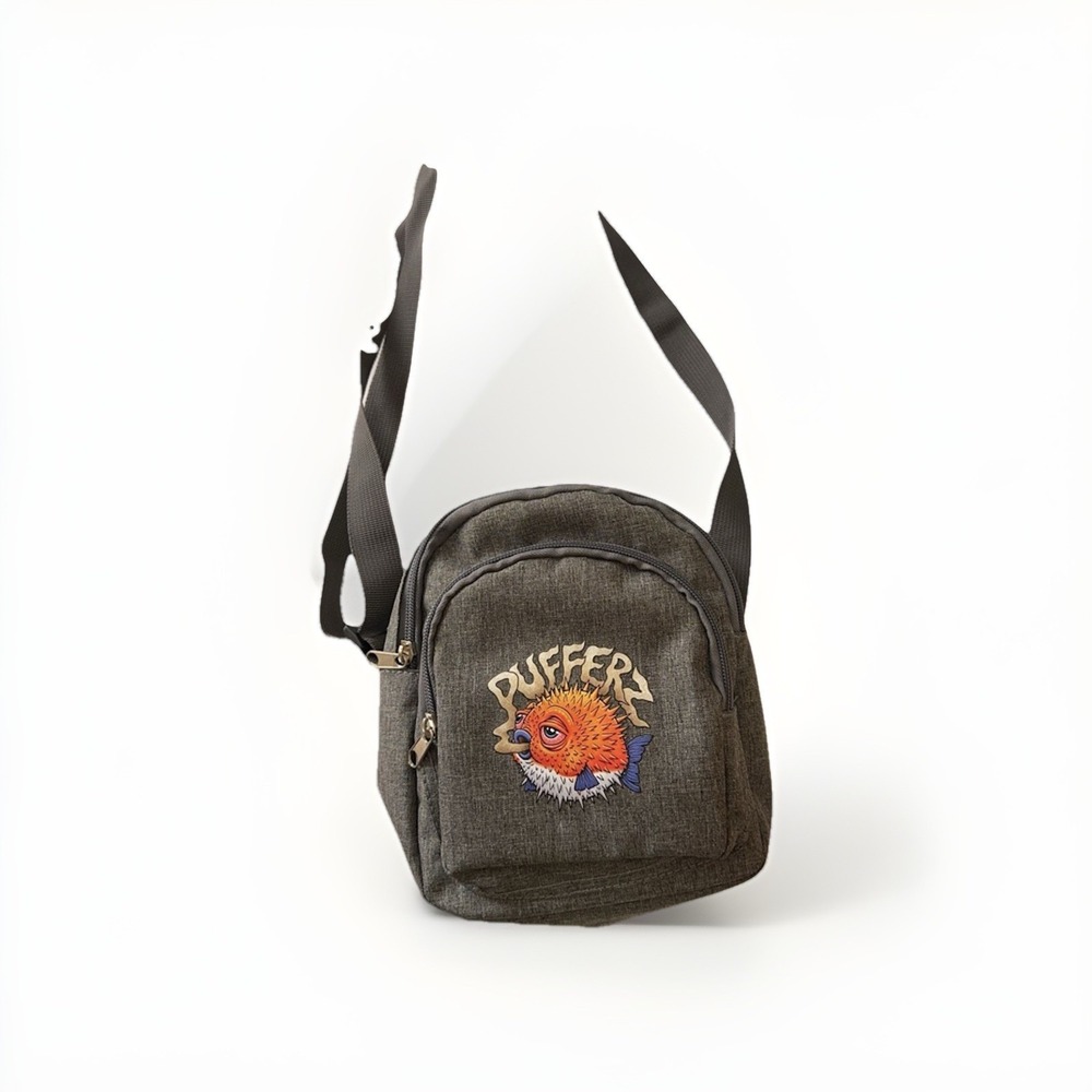 Pufferz Gray Mini Smell Proof Adjustable CrossBody Bag